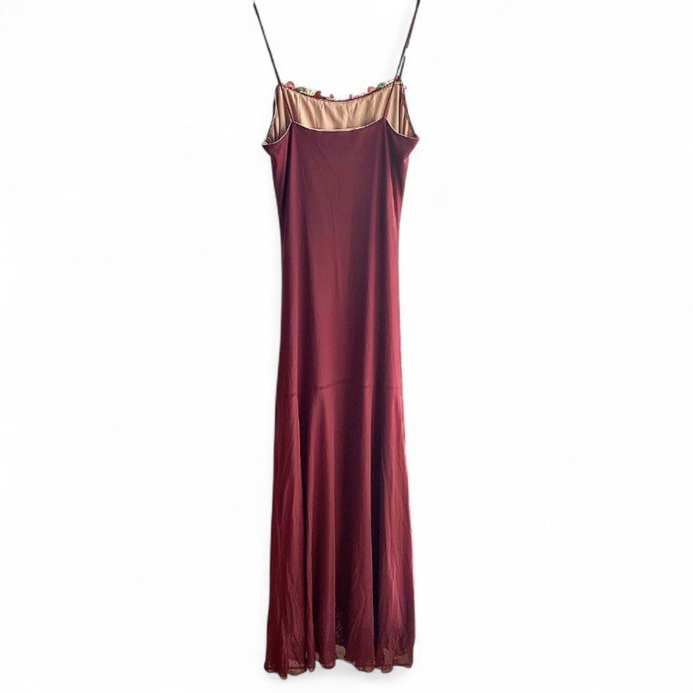 JJ’s House Embroidered Square Spaghetti Straps Sheath Maxi Dress Cabernet Size S - Picture 4 of 5